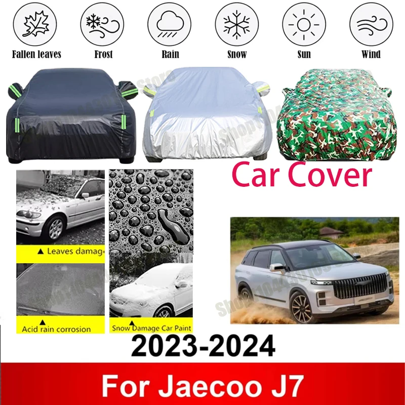 for Jaecoo J7 2023-2024 210T Polyester All-Weather Outdoor Car Cover Waterproof Anti-UV Dustproof Exterior Protection