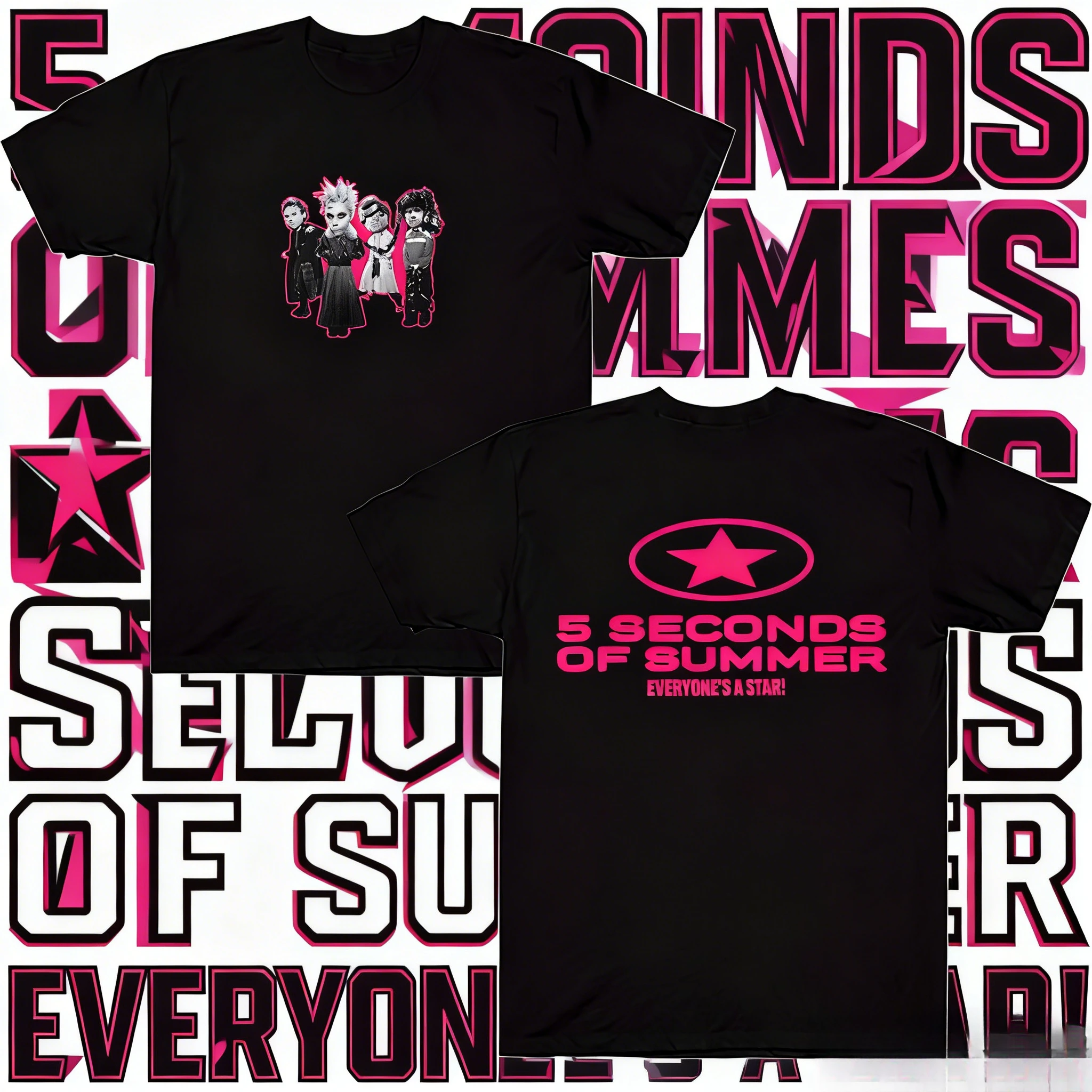

So Everyone Is A Star! Band T-shirt 5 Seconds Summer Men's and Women's Clothing 2025-26 Summer Pure Cotton 100% Printed T-shirt