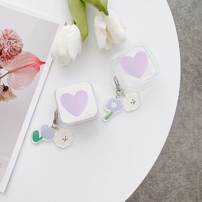 ل QCY T13 حالة لطيف الحب سماعة غطاء مع المفاتيح لينة واضحة غطاء وقائي ل qcy t13 TWS علبة صندوق الهاتف