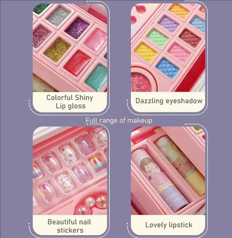 Wasbare make-upset voor kinderen Make-upkit voor kinderen Veilige cosmetica Fantasiespel Prinses Make-upboxset Verjaardagscadeau Gesimuleerde schoonheidsset