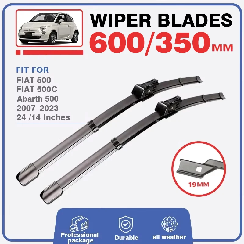 Car Front / Rear Wiper Blades For Abarth FIAT 500 500CC 312 2007 - 2017 2008 2009 2010 2011 2012 2013 2014 Windscreen Windshield