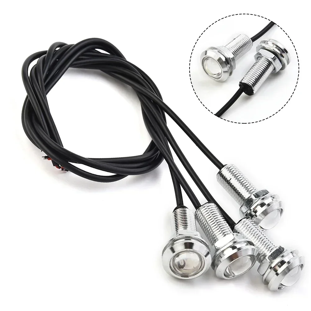 4Pcs 3w Blue Marine Boating LED Light Stern Lights Round LED Tail Lamps Silver Waterproof 12V DC Ambient Light Marker Lights
