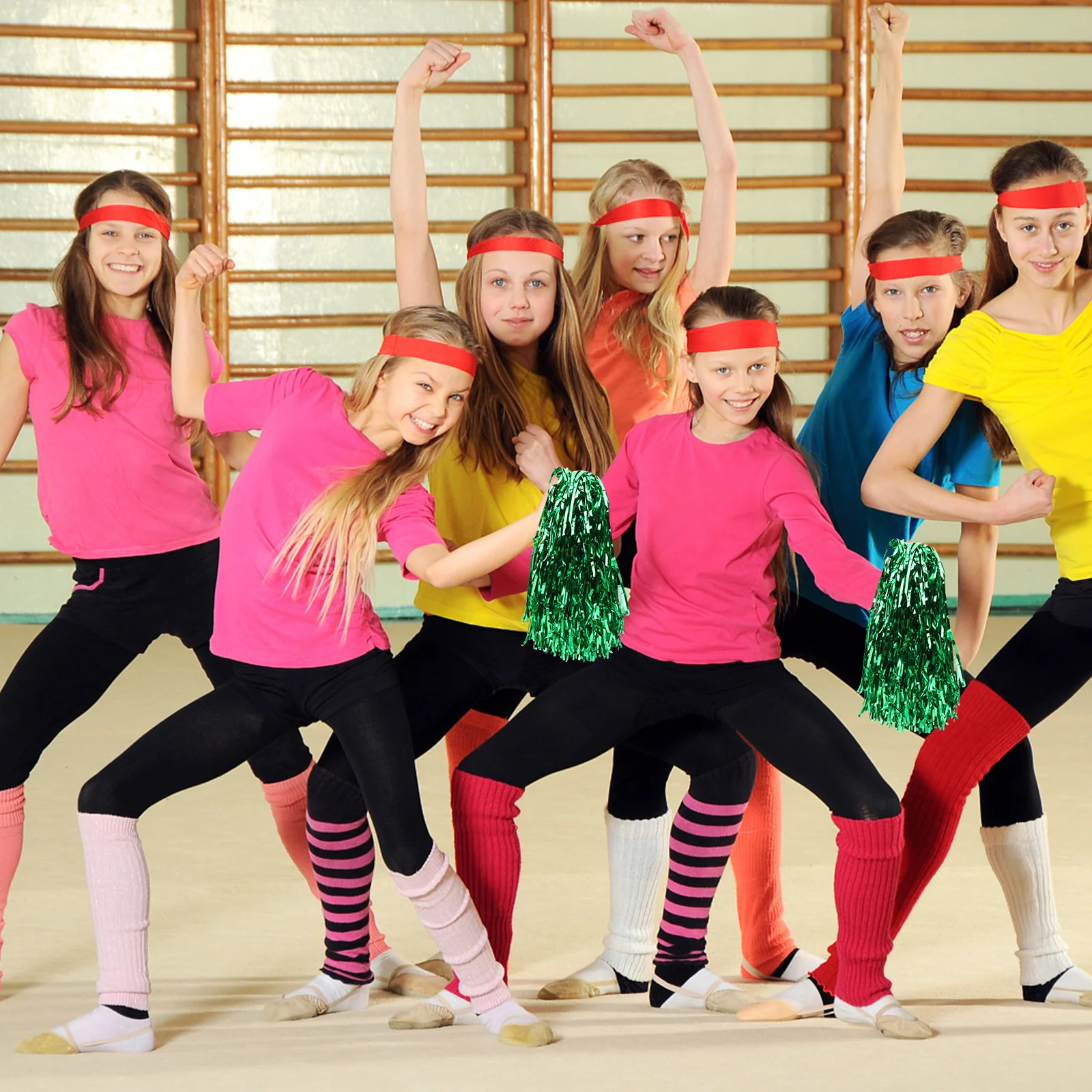 

24 шт., помпоны для черлидинга премиум-класса, глянцевые, прочные, прочные помпоны для черлидинга, комплект для спортивных танцев, реквизит для черлидинга Team Spirit