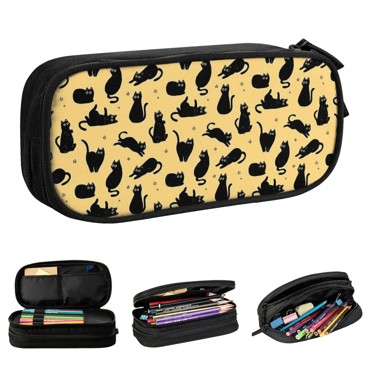 Black Cat Cute Halloween Pet Pencil Cases Pen Box Bags for Student Big Capacity School Supplies Cosmetic Pencil Box