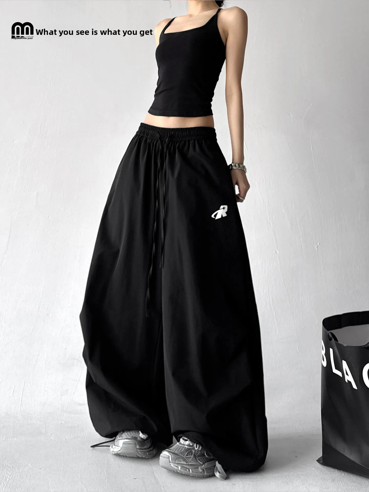 

Loose Wide Leg Workwear Pants for Women Spring 2026 Casual Jazz Street Dance Spor Loose Draped Feel High Waist Polyester