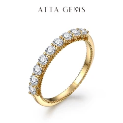 ATTAGEMS Luxury Round Cut 2.5mm Moissanite Ring for Women Solid 18K 14K 10K Yellow Gold Ring Engegament Wedding Band Fine Party