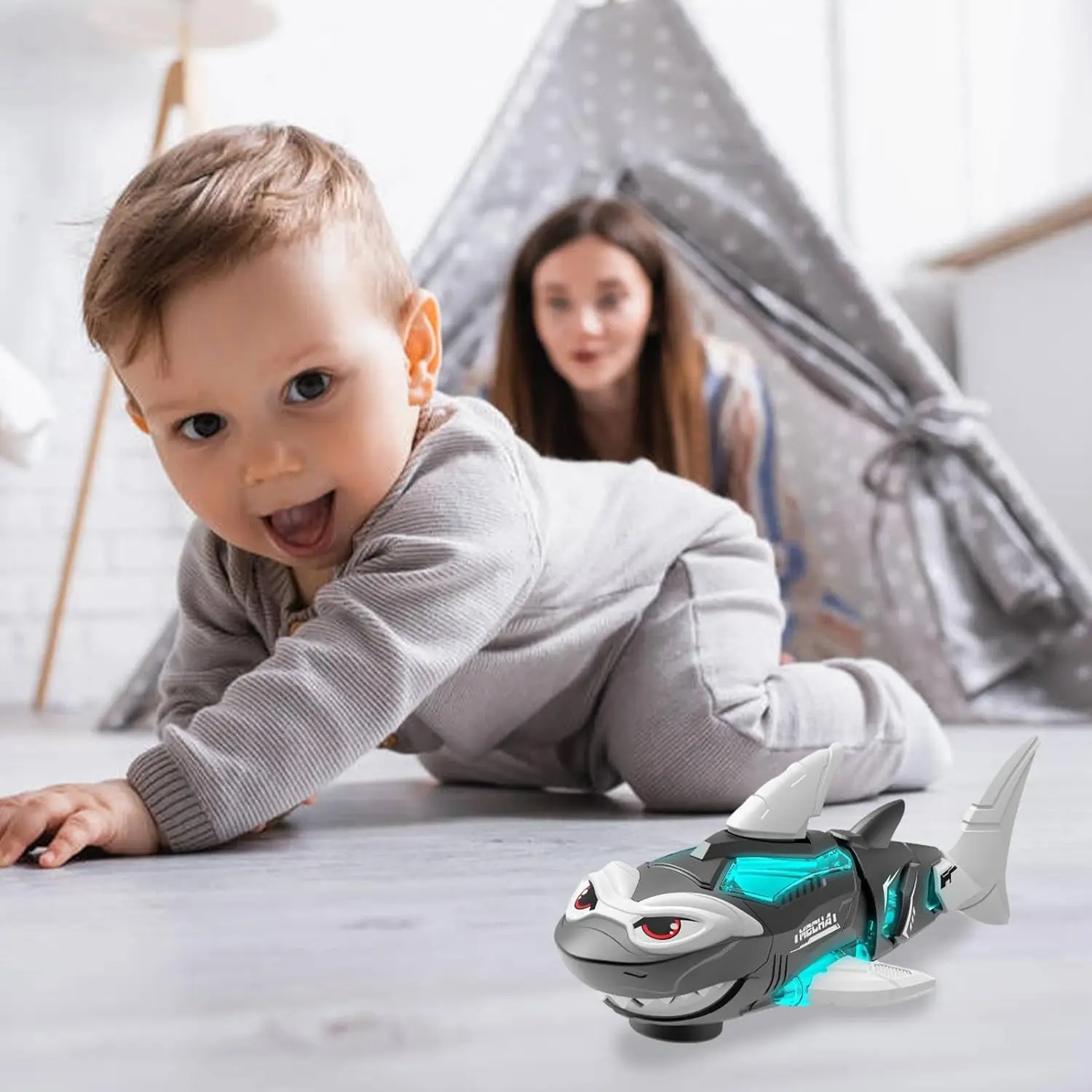 Electric Shark Toys Interactive Fun Playtime Shark Toys with Lights and Sound Walking Shark For Toddler Birthday Gift