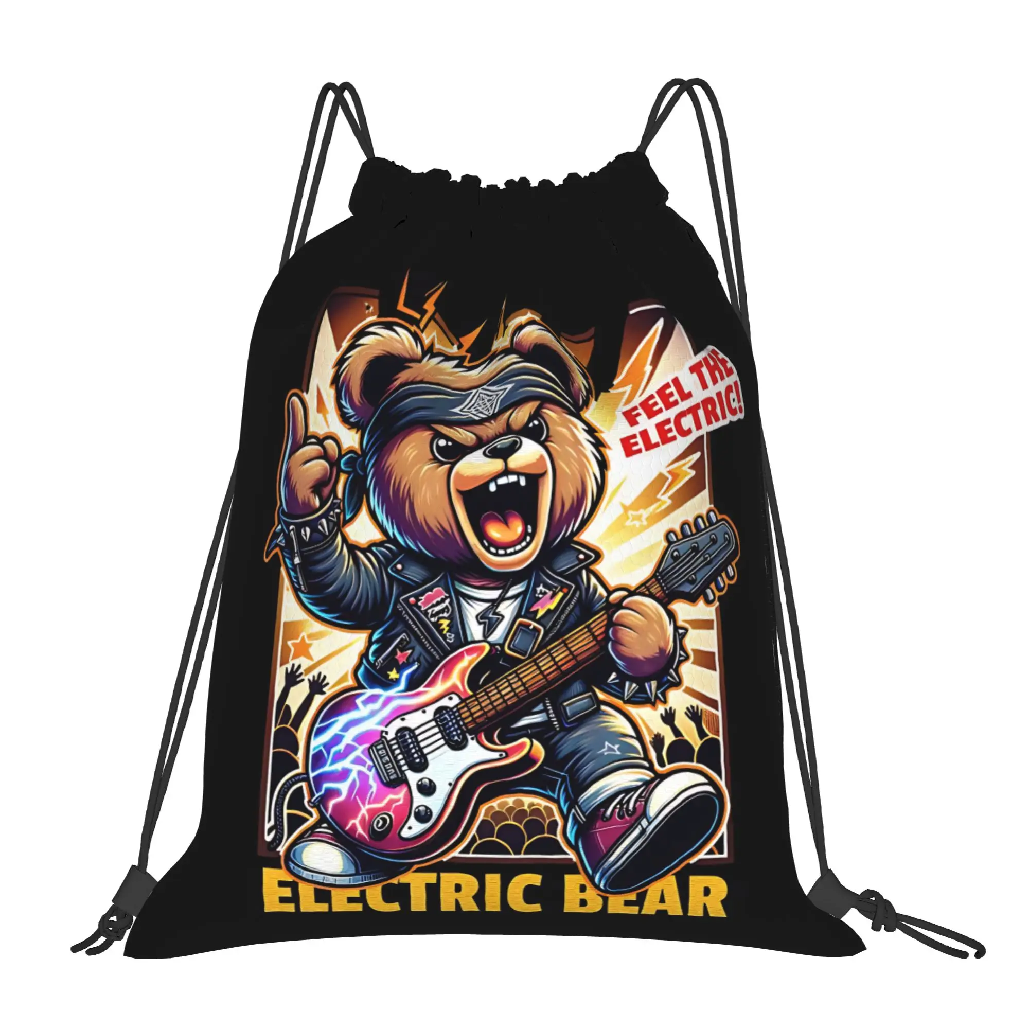 

Сумка-мешок для спортзала с принтом Cool Bear, унисекс, на шнурке, для покупок, хранения и организации вещей, с карманом и веревочным шнурком
