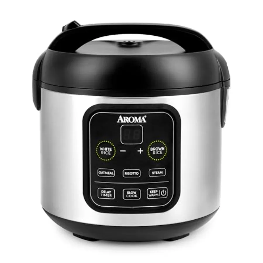 

Housewares ARC-994SB Rice and Grain Cooker Slow Cook Steam Oatmeal Risotto 8- cooked/-/2Qt Stainless Steel