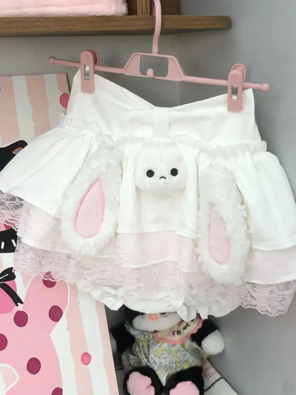 2026 New Japanese Sweet Cake Skirts Cute Ear Bunny Simple Sweet Skirt Lolita Lace Design Jupe Y2k Ball Gown Dress