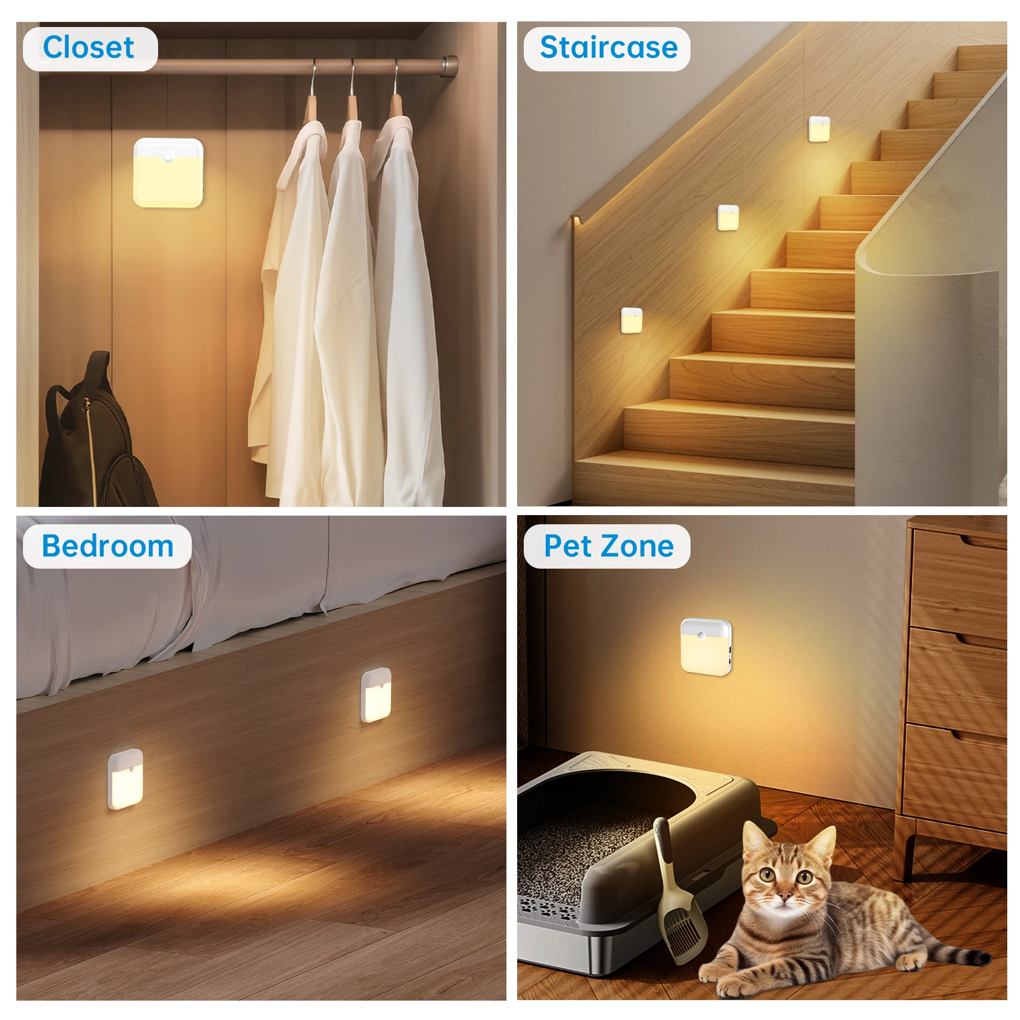 PZSUNLY LED 모션 센서 빛 무선 야간 조명 유형 C 계단 옷장 침실 Led 빛에 대 한 충전식 디 밍이 가능한 램프