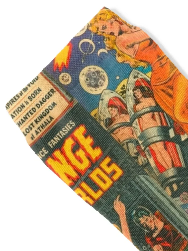 Vintage Strange Worlds Comic Cover Socks Stockings snow Mens Socks Women's