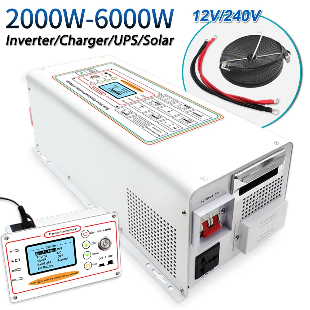 2000 واط التردد المنخفض العاكس UPS شاحن تيار مستمر 12 فولت 24 فولت 48 فولت 110 فولت 220 فولت التيار المتناوب الشمسية منخفضة التردد نقية شرط لموجة العاكس ل RV #2