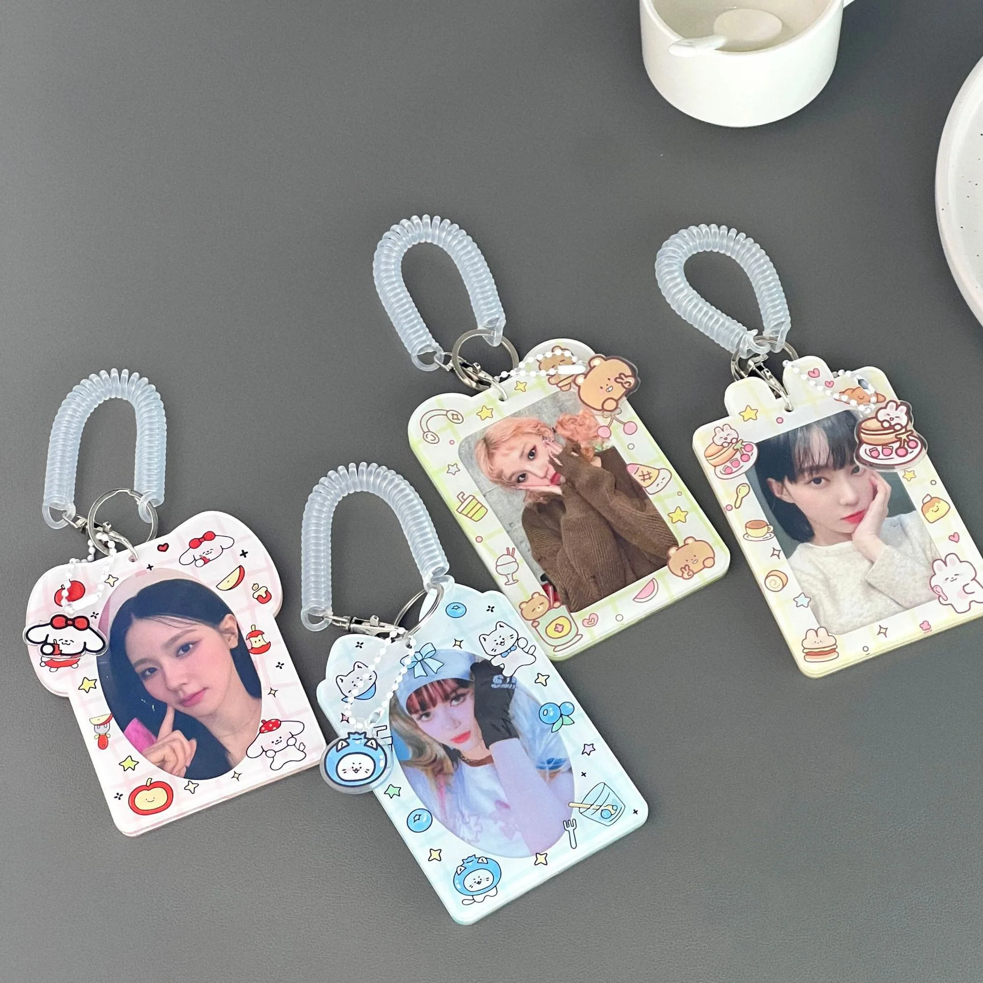 Kawaii Cartoon animal shape acrylic 3 inch Kpop Photocard Holder Storage album Photo Card Holder Bag Pendant School Stationery