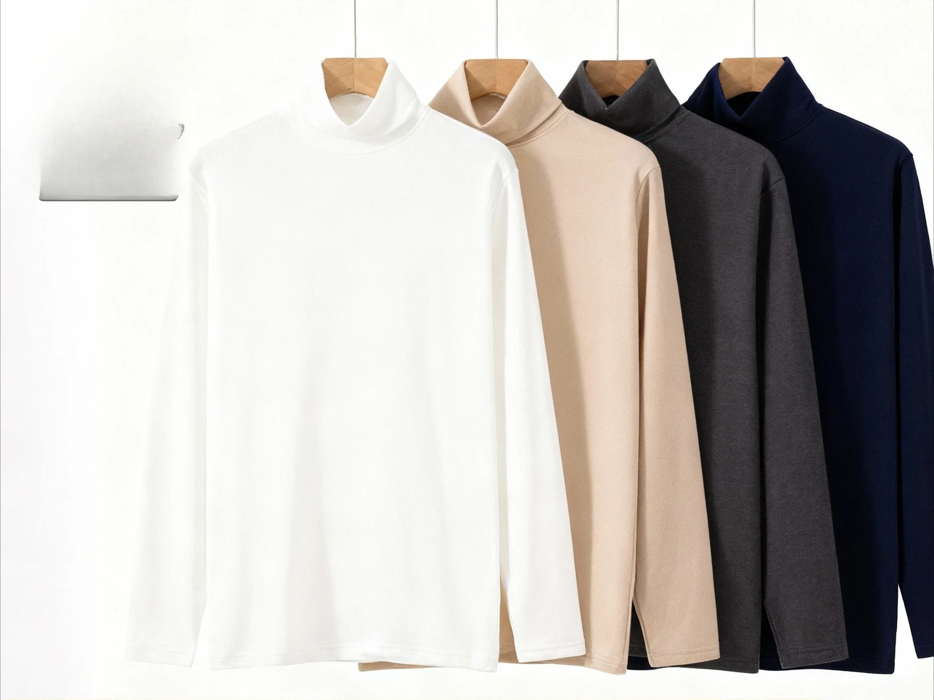 Men T-Shirt Men Fall Winter Casual Loose Long-Sleeve Cotton Solid Color Composite High Crew Neck Sweatshirt Slim Fit Top T-Shirt