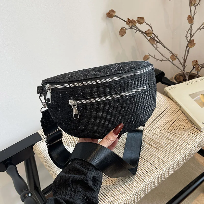 

Женская поясная сумка 2026: Новая светящаяся нейлоновая сумка-бананка, простая женская сумка через плечо для отдыха и шопинга, кошелек-кроссбоди