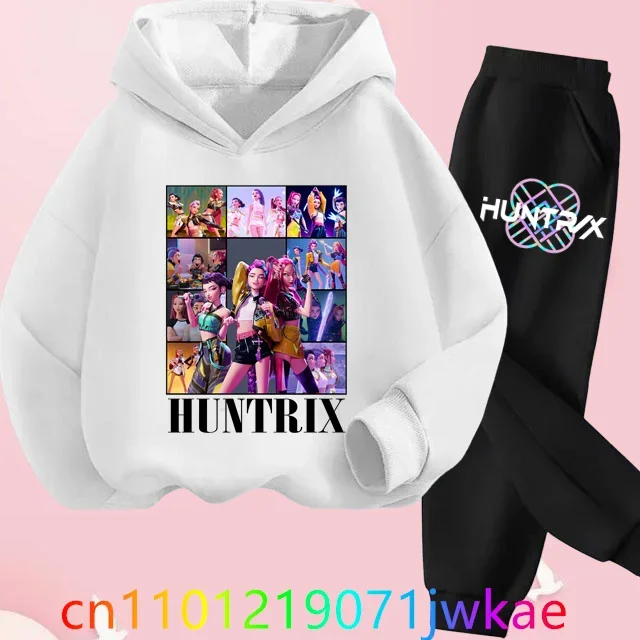 

KPop Demon Hunters Korean Style Kids Hoody Suit KPop Demon Hunters Printed Children's Clothing Y2K Hoodies+Pants Sports Sets