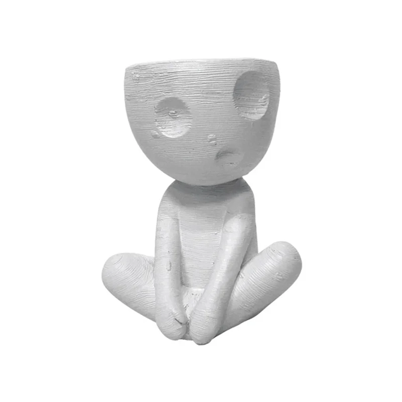 ABPQ-Mummy Vaso da giardinaggio Vaso da fiori Piccolo supporto per piante Supporto per piante ad aria Vaso per piante da interno Ornamenti per vasi con caratteri astratti