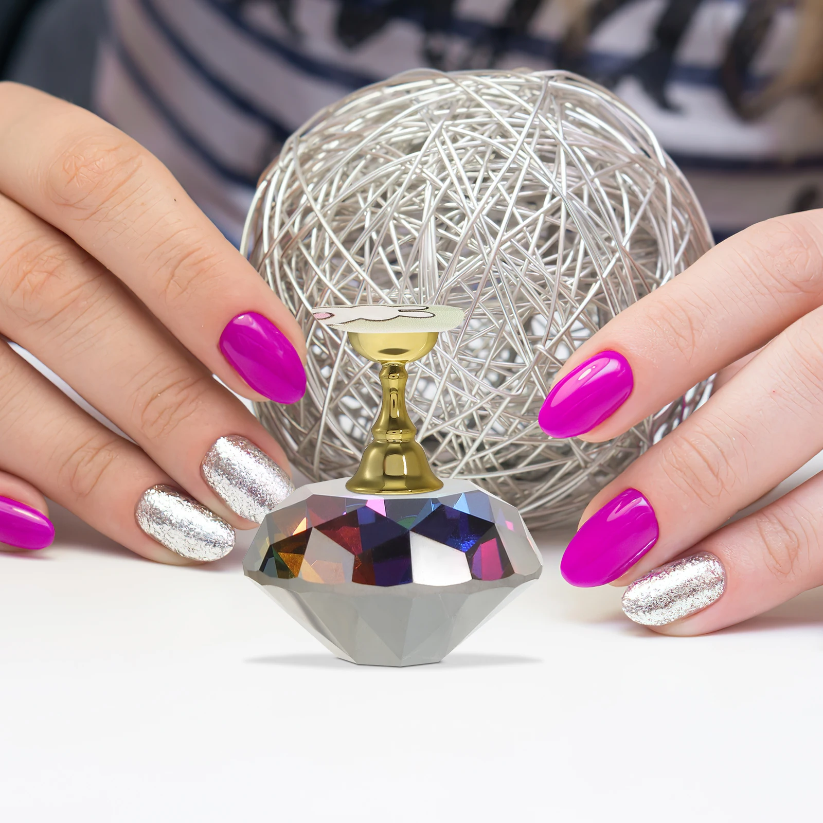 

1Set Nail Art Stand Crystal Glass Holder for Painting Nails Portable Practice Display Kit Nail Stand Nails Supply