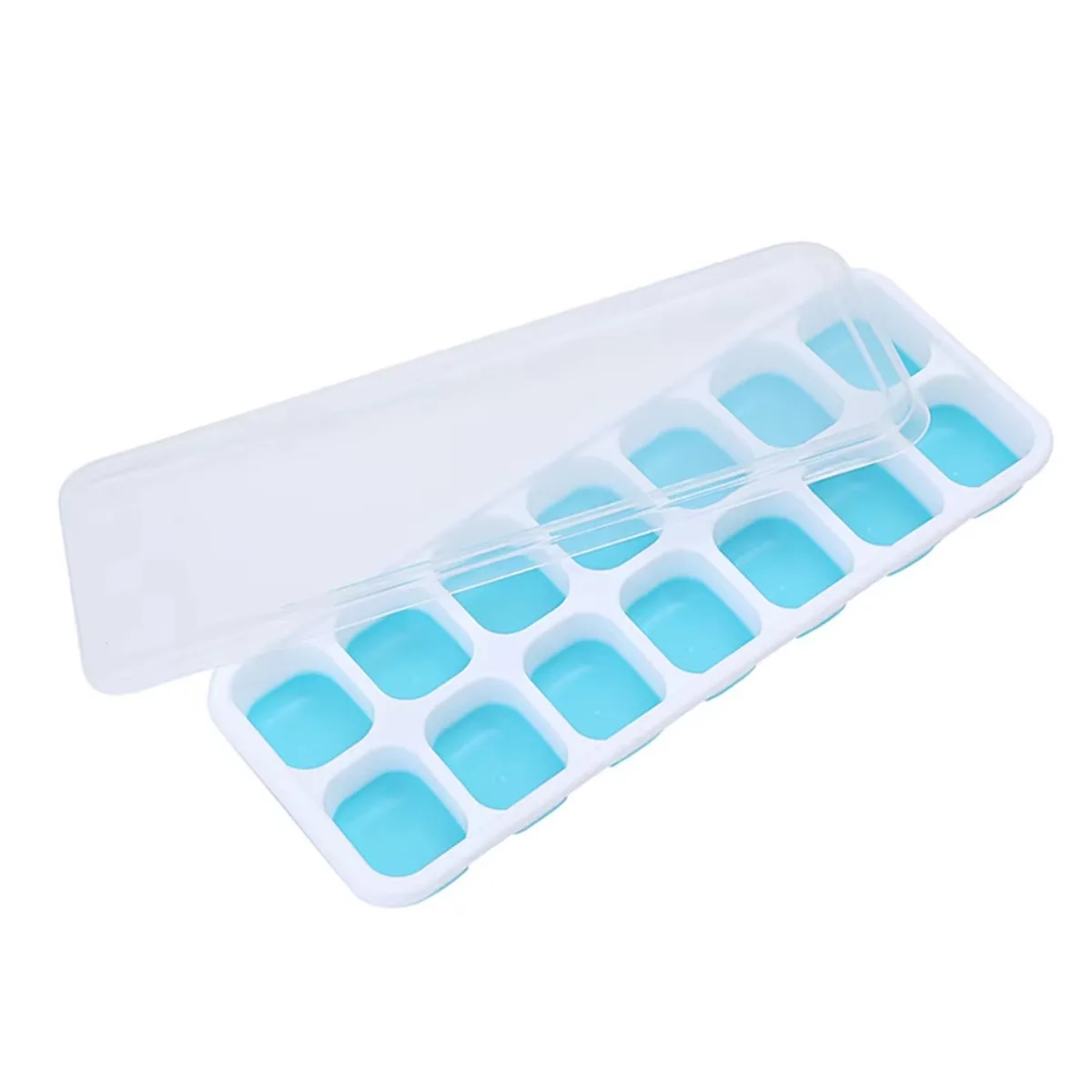 1Pc Stackable Silicone Ice Cube Tray 14 Grid 4Pcs Set with Lid Easy Release for Cocktail Freezer Kitchen Freezing Supplies