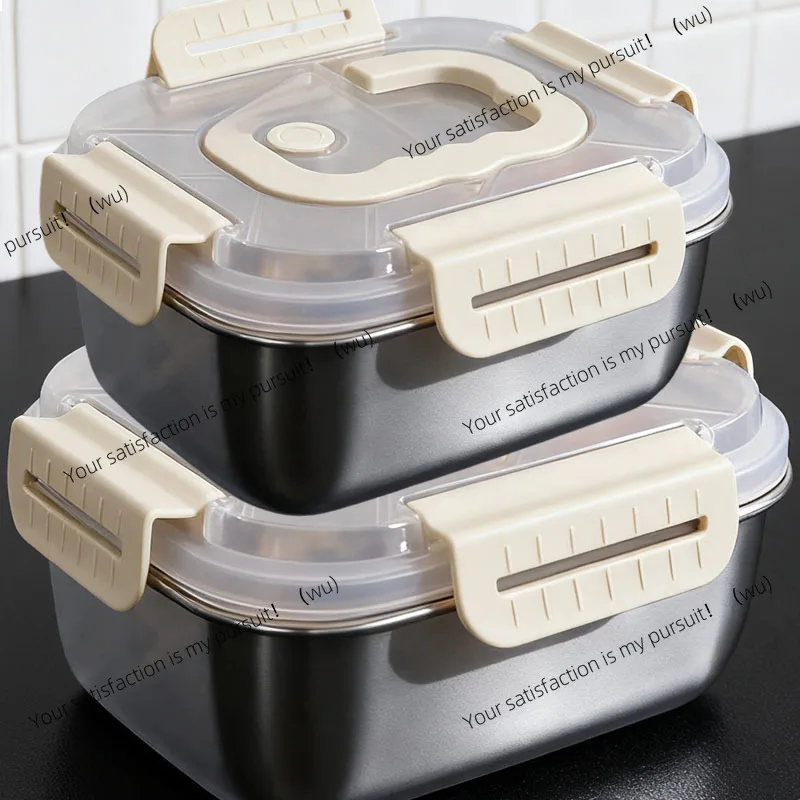 ZOCI-Square Stainless Steel Lunch Box Large-capacit Portable Food Container Leakproof Travel Picnic Bento Boxes Bowl for Student