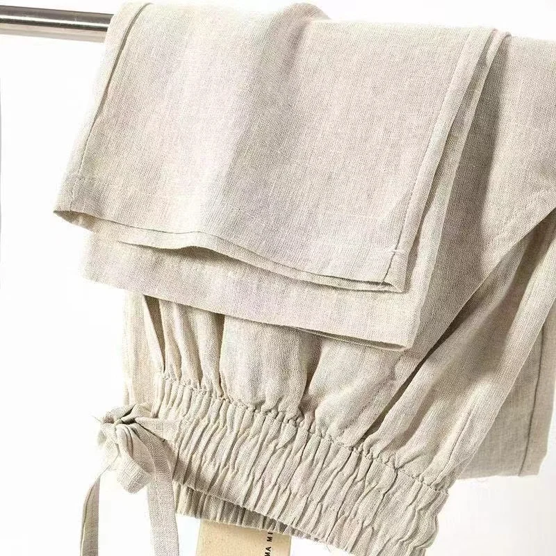 بوهو القطن الكتان السراويل للرجال صيف جديد خفيفة الوزن فضفاضة تناسب Sweatpants غير رسمية للمشي بنطال عداء ببطء العمل