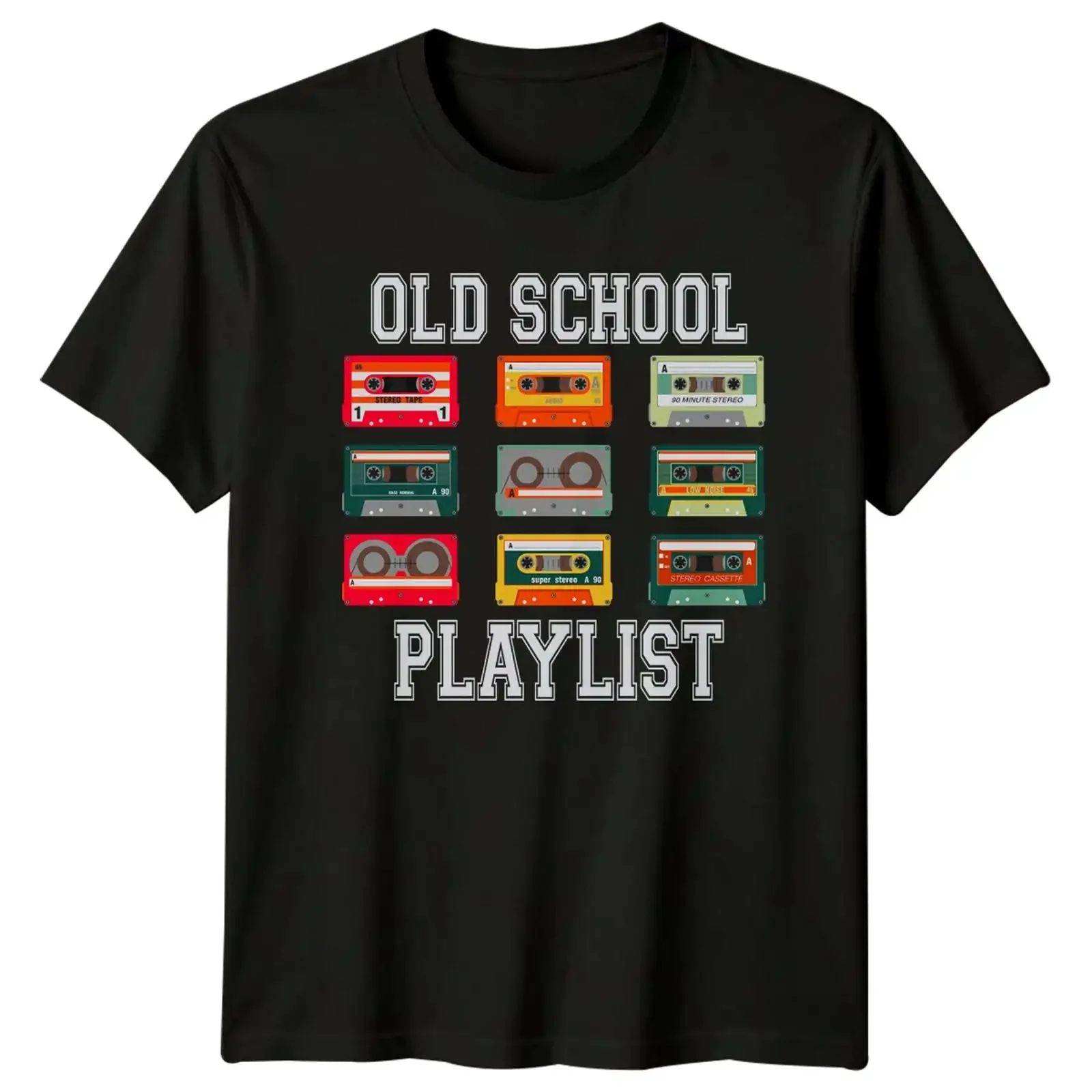 Old School Playlist Cassette Tape Nostalgie T Shirt vintage Washed Comfortable graphic fashion Soft designer clothes homme