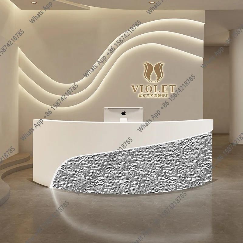 LA Restaurant Front Desk Reception Counter Modern Arched Classic Reception Desks Clinic Luxury Mostrador Recepcion Office Furnit