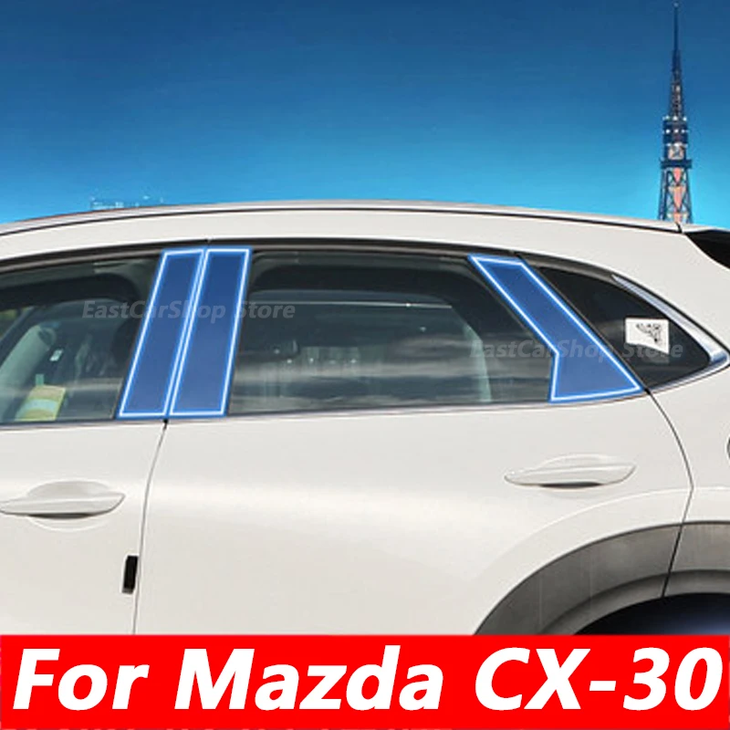 

For Mazda CX30 CX-30 2020 2021 2022 Car TPU Window Pillar Anti-scratch Protective Film Transparent Repair Film Accessories