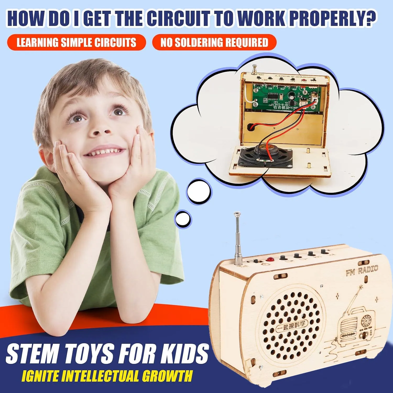 FM Radio Kit for Kids, STEM Projects Science Toys Teens Engineering DIY Electronic Kits Cool Gadgets Stuff Robotics 3D Puzzles