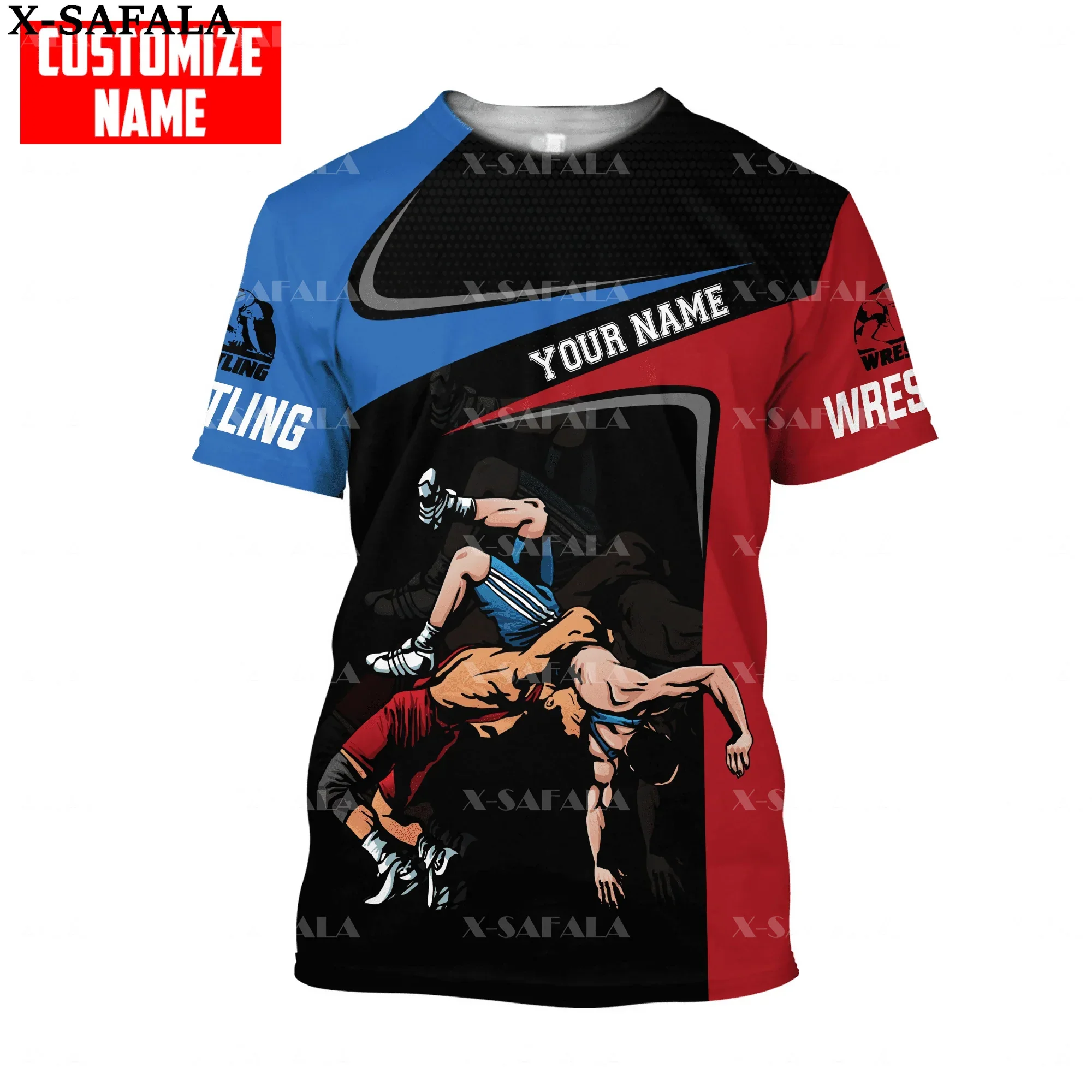 Custom Name Love Wrestling Fight Sports Fitne 3D Print High Quality Milk Fiber T-shirt Summer Round Neck Men Female Casual Top-4