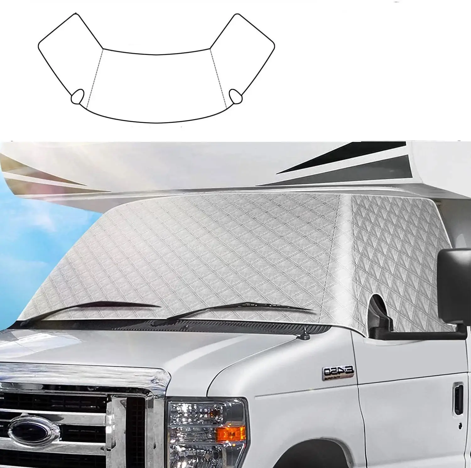 

1Pcs Front Window Sunshade Cover Motorhome Accessories For Class C Ford E450 1997-2022 RV Caravan Windshield Snow Cover Durable