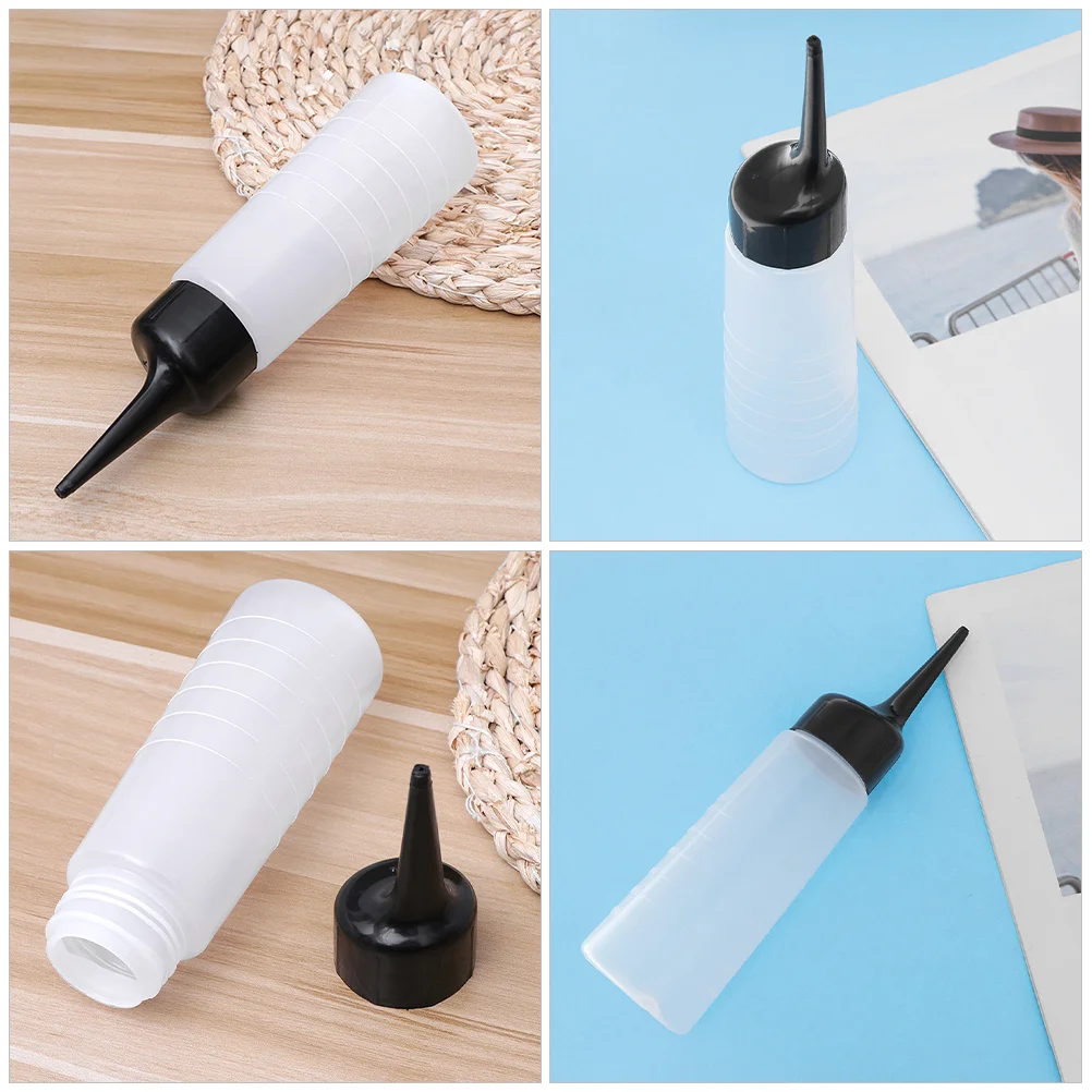 4Pcs Angled Tip Squeeze Bottle Hair Dye Shampoo Perm Applicator Transparent Durable Salon Home Use Hairdressers Measuring Bottle - Image 2