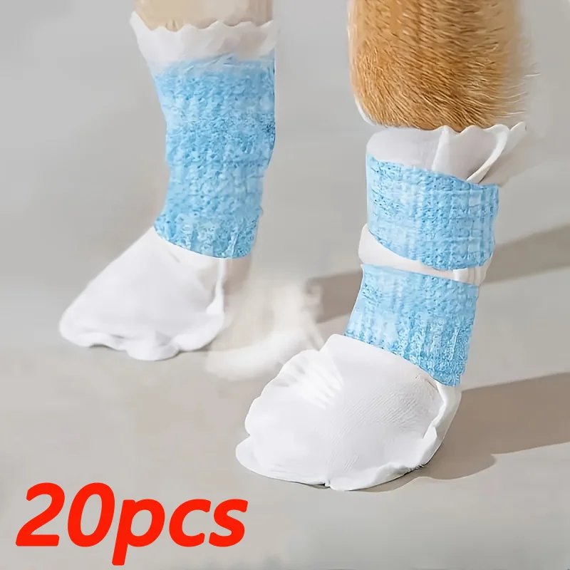 60PCS Waterproof Non-woven Pet Paw Covers, Disposable Anti-Dirt Dog Shoes Socks, Portable Foot Protection for Small Dogs Walk