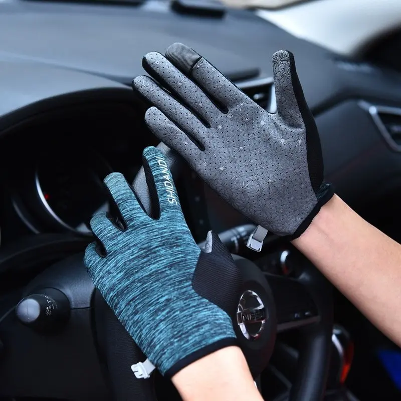 

Men's spring summer thin driving gloves summer sunscreen thin full palm touch screen gloves male slip-proof sports glove