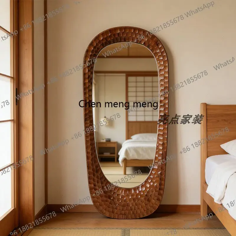 R134 Vintage Nordic medieval cloakroom special-shaped dressing floor mirror art fireplace decorative mirror