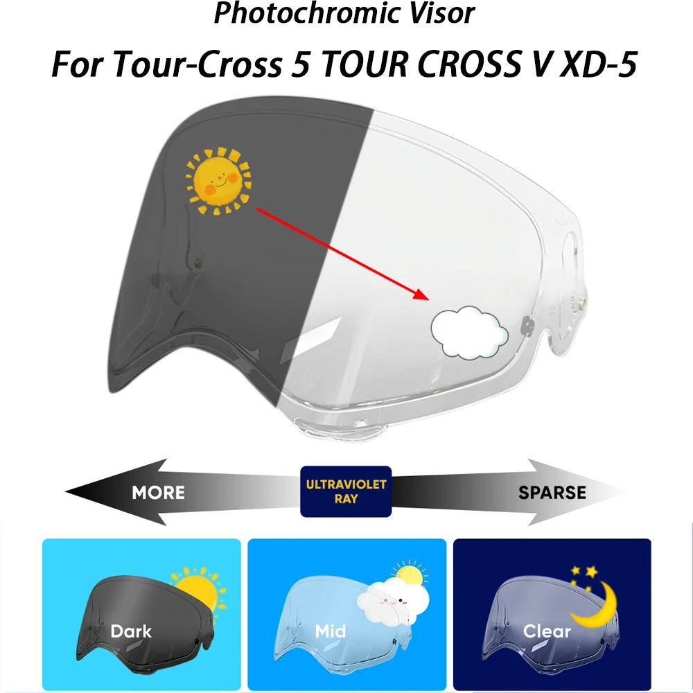 Photochromic/Visor/Shield/Fit/for/Tour-Cross/5/TOUR/CROSS/V/TX5/XD-5/Helmet/Face/Shield/Uv/Protected/Helmet/Accessories/for/Arai