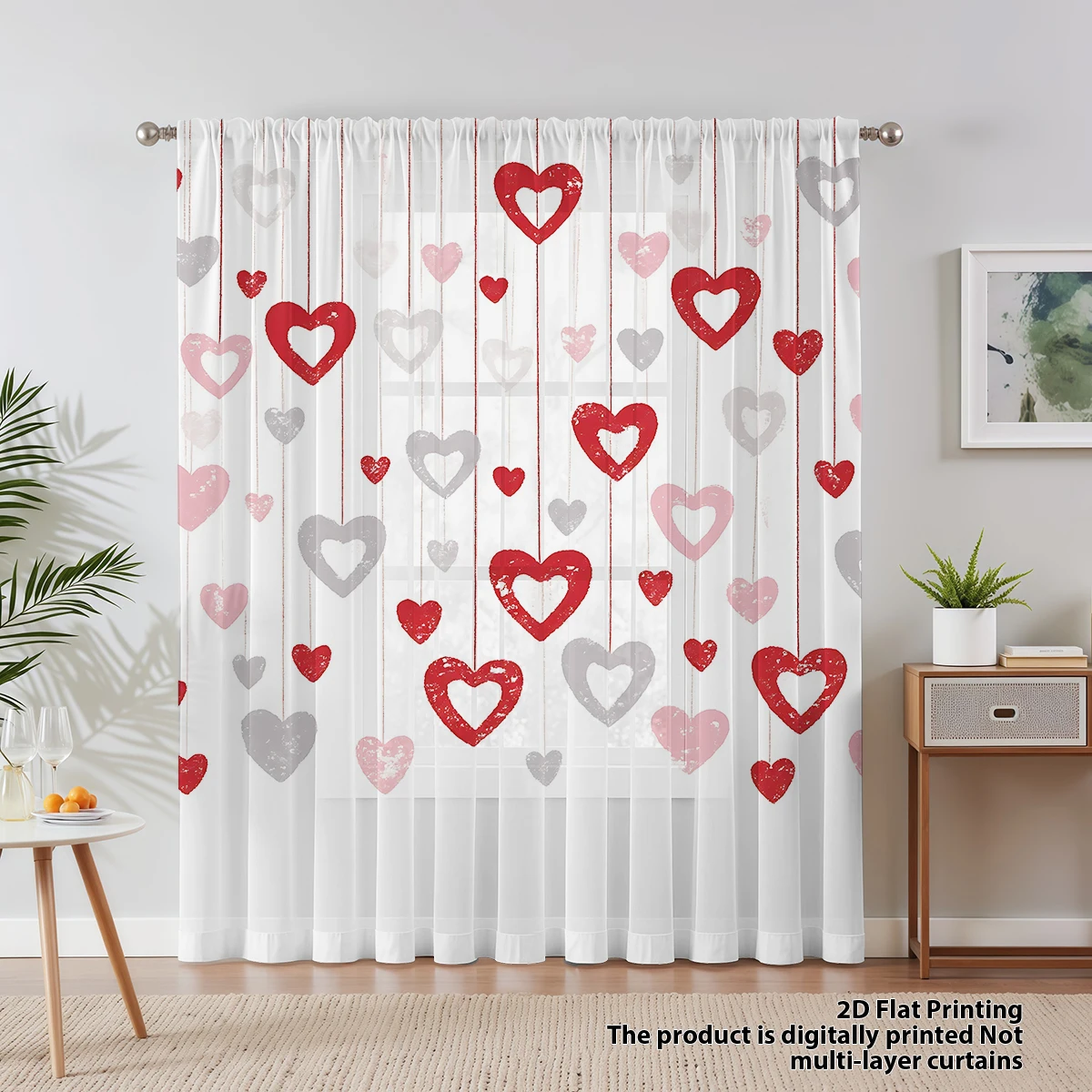 1 PC Red Heart Print Sheer Cur - Home Office Pc review and price