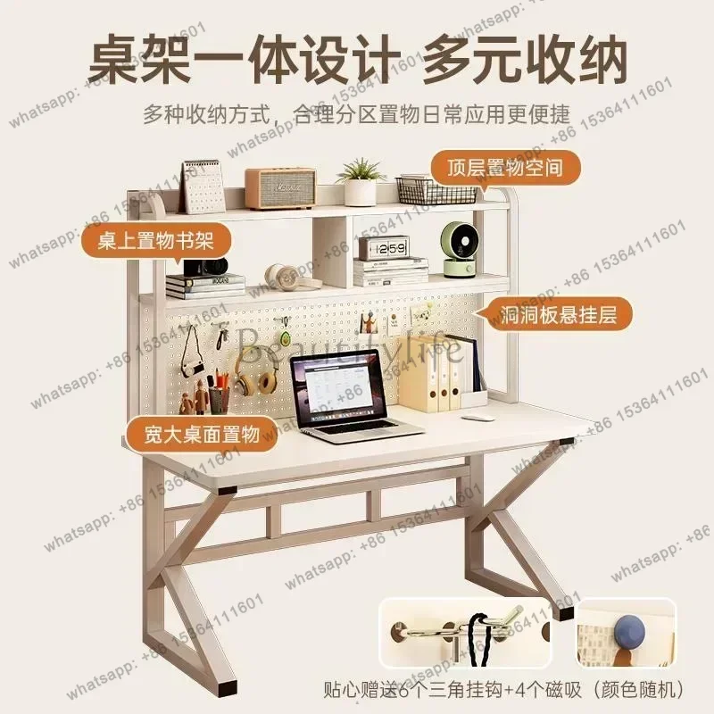 ld Modern Computer Desk storage, 47 Inches Home Office Desk with Space Saving Design with Bookshelf for Small Spaces