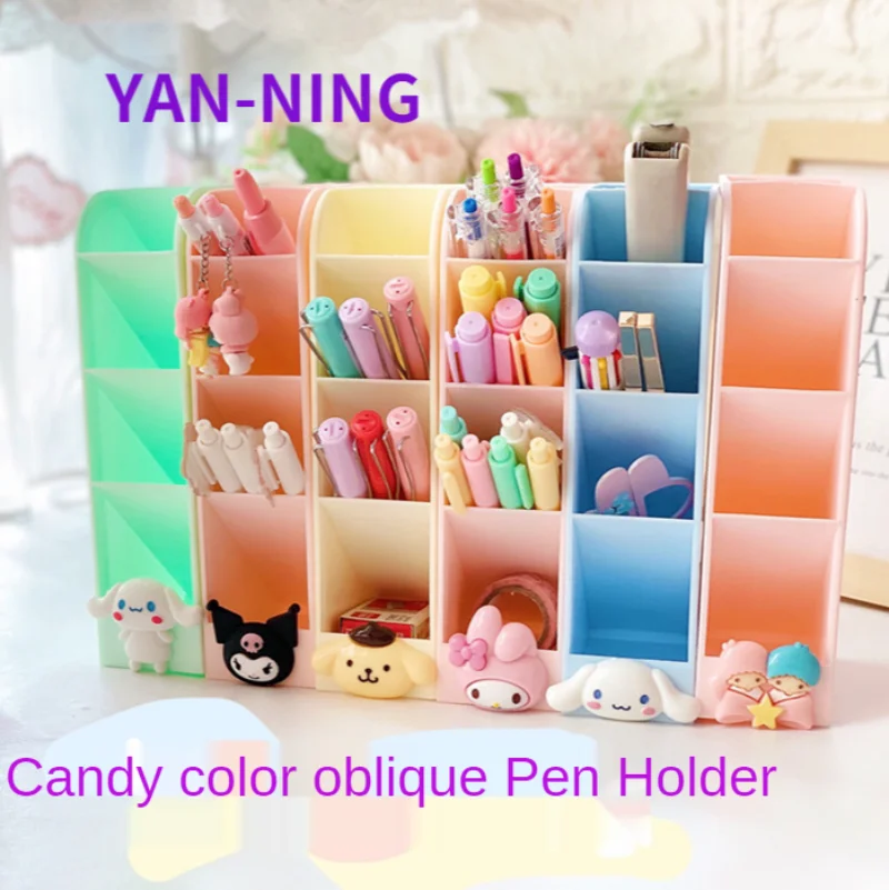 

Ins Wind Oblique Plug-in Pen Holder, Desktop Pen Holder, Stationery Storage, Lipstick, Cosmetic Brush Dividing Box, Cute, New