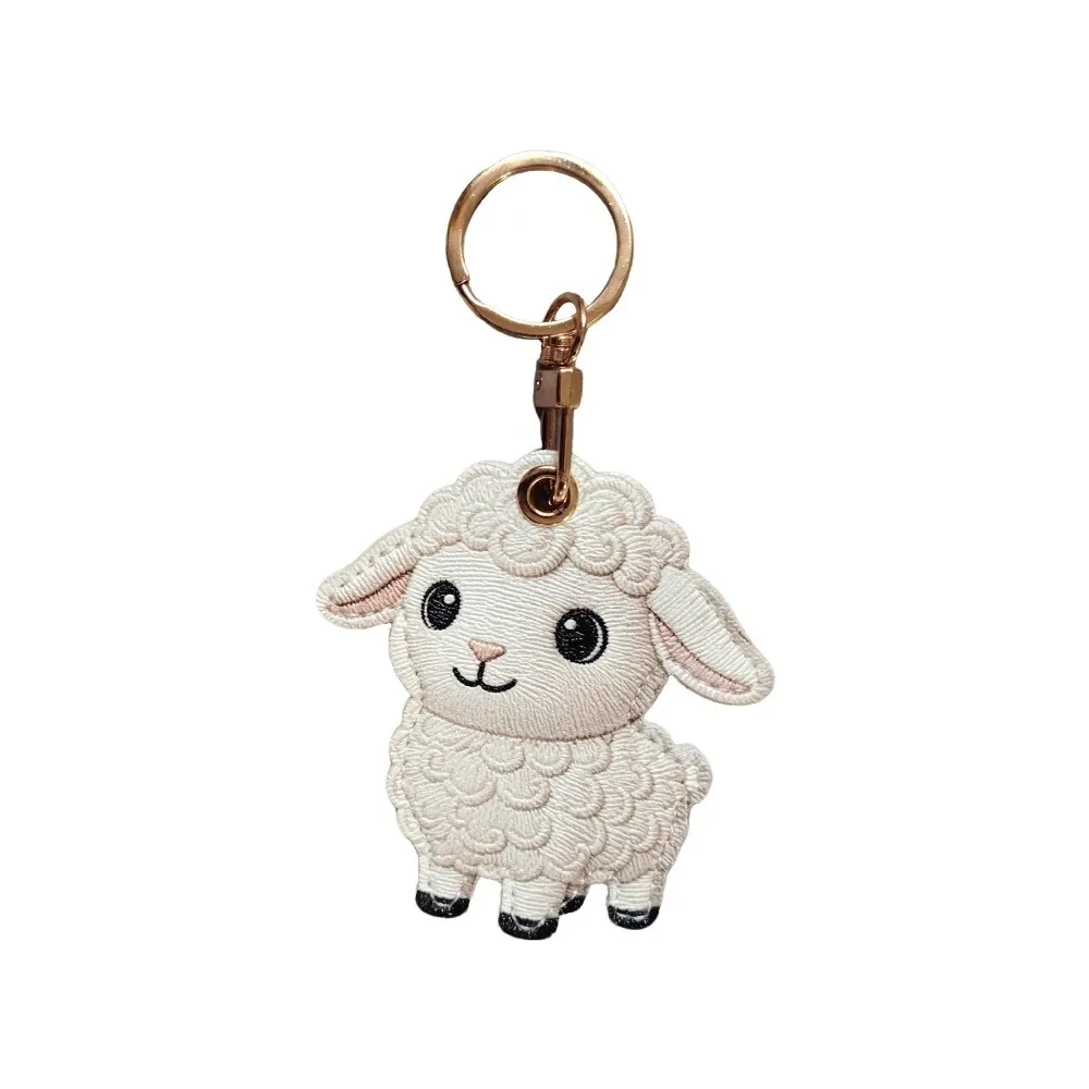 Corgi Husky PU Dog Keychain Imitation Embroidery Sheep Puppy Pendant Hanging Ornament Cat Bear Rabbit Bag Charms Car Keychain