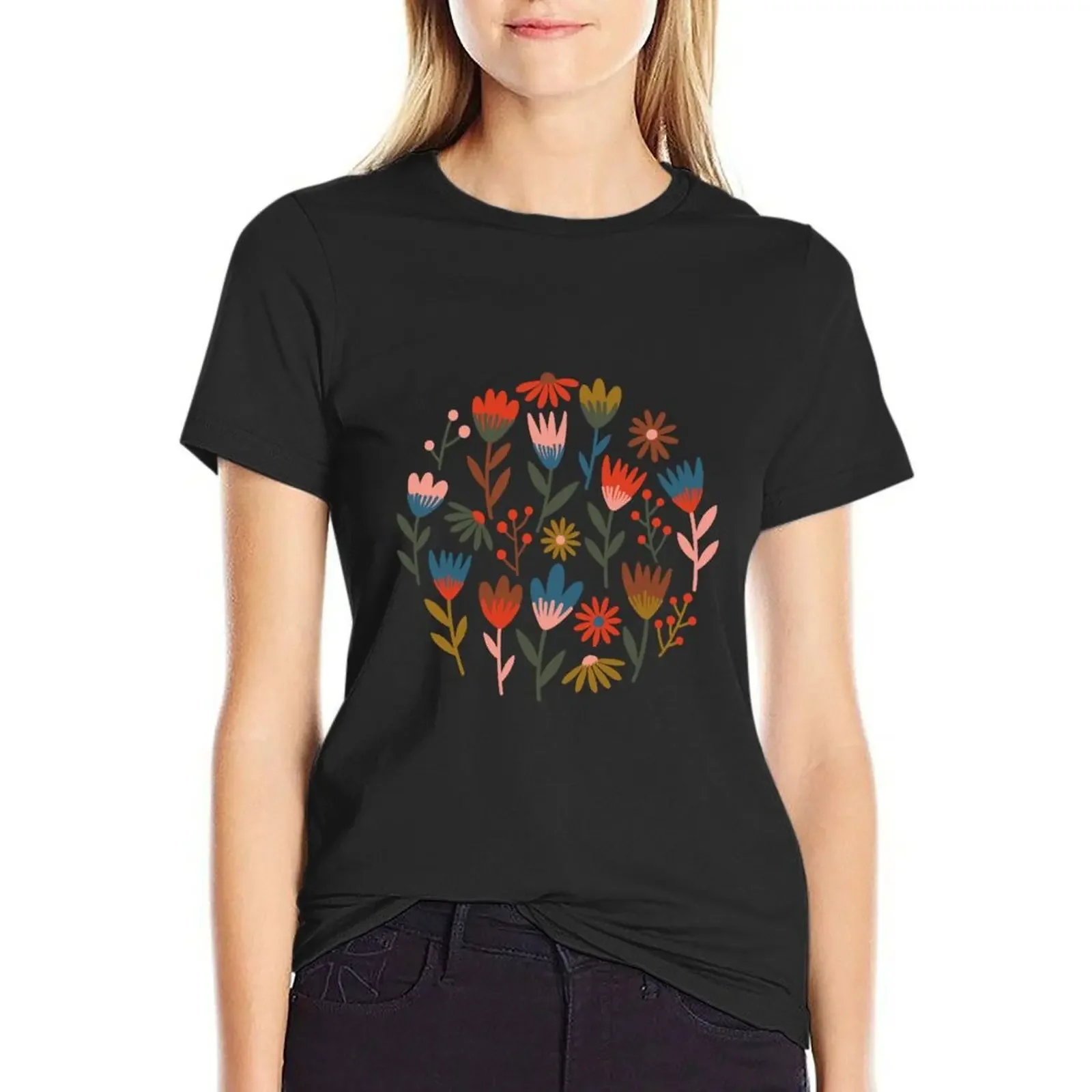 Midnight Floral T-shirt tees female graphics Woman clothing