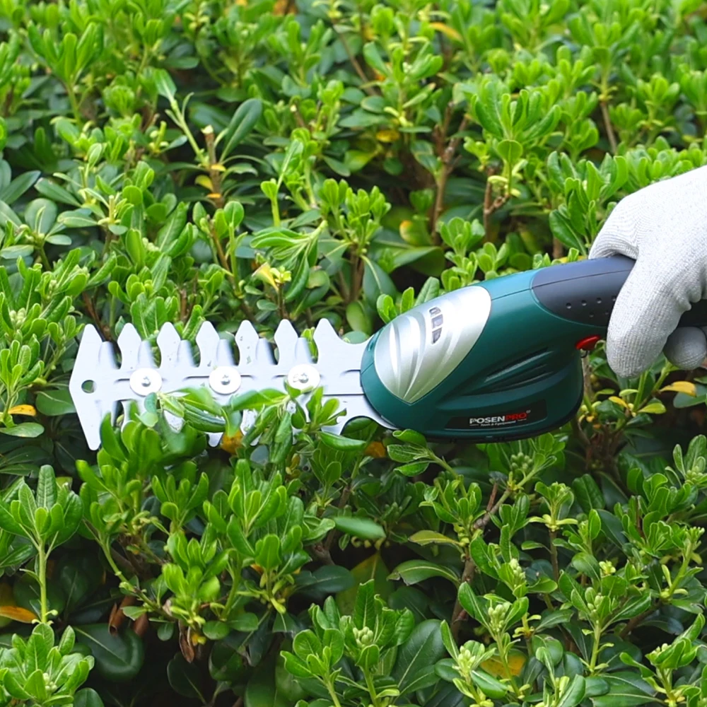

POSENPRO Cordless 7.2V Hedge & Grass Trimmer Shear Shrubber Handheld Trimmer,2 IN 1 Garden Tools Outdoor Power Tools UL Plug