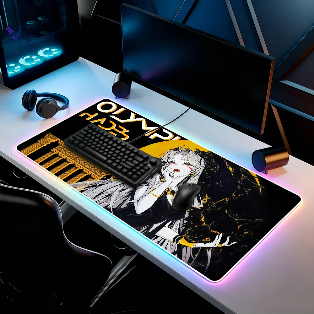 O-Olympus Series Zeus Hades Poseidon Ares Mouse Pad  RGB Led Gaming Bedroom Office Desk Non-Slip Mat  Waterproof Large