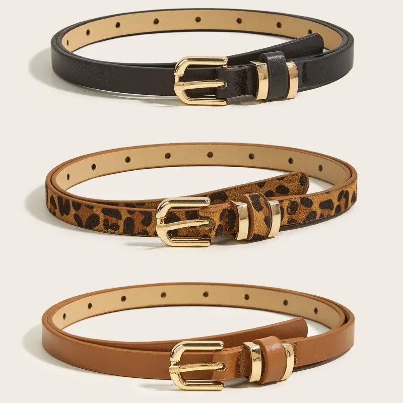 Fashion Temperament Thin Belt Versatile Women's Needle Buckle Small Belt Decoration Simple Summer Leopard Pattern Women's Belt