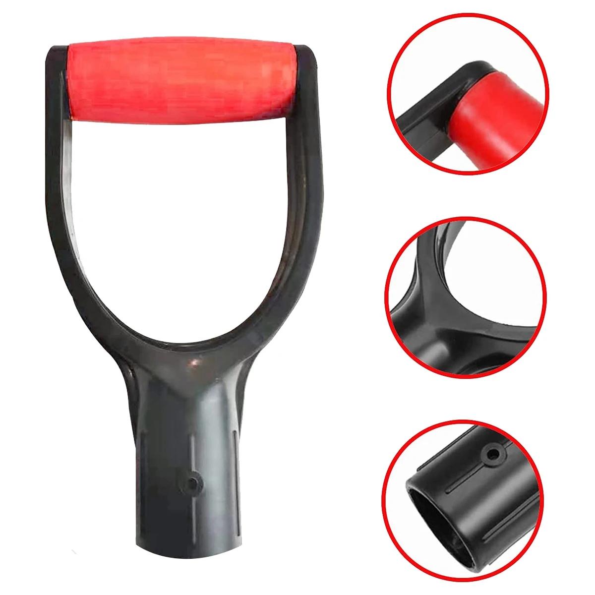 Plastic Spade Handle Shovel D Grip Handle, 32mm Inner Diameter Spade Snow Shovel Handle, Spade Snow Scoop Digging (Red)