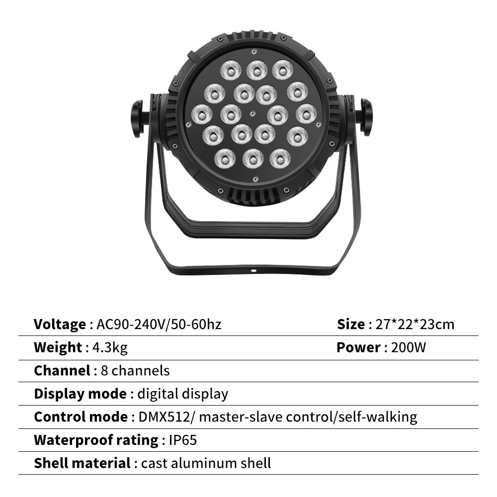 LED Waterproof RGBWA+UV Par Light Outdoor Concerts Disco Parks Stage Lighting DMX512 For Wedding Party Performance DJ Dyed Lamp