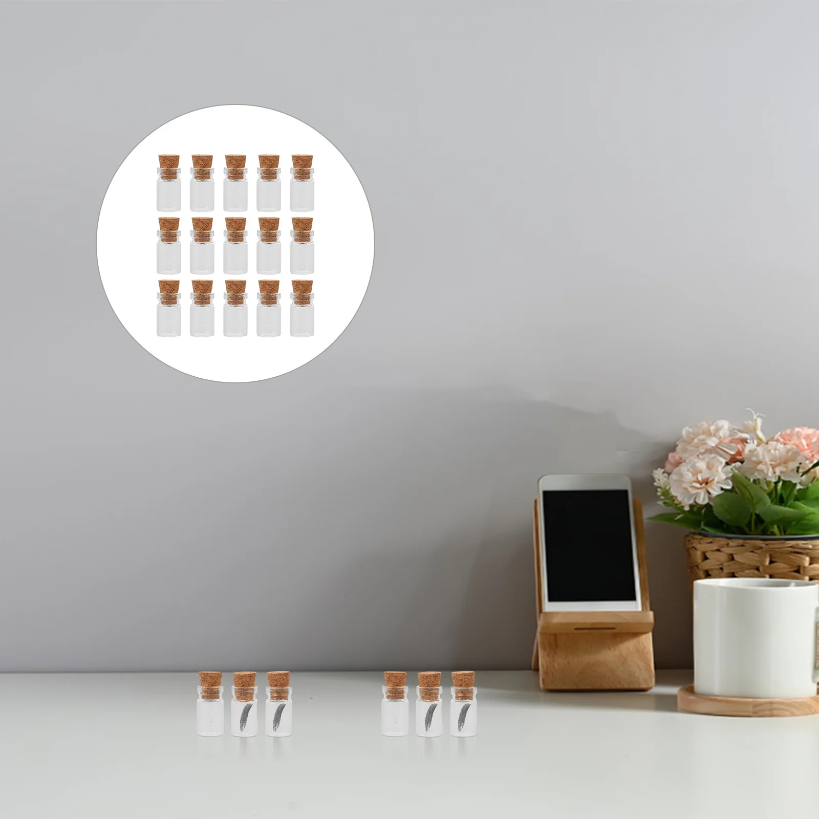 

100pcs 1Ml Mini Glass Bottles With Cork Stoppers Transparent Small Wishing Jars For Diy Decoration Wedding Party Christmas Gift