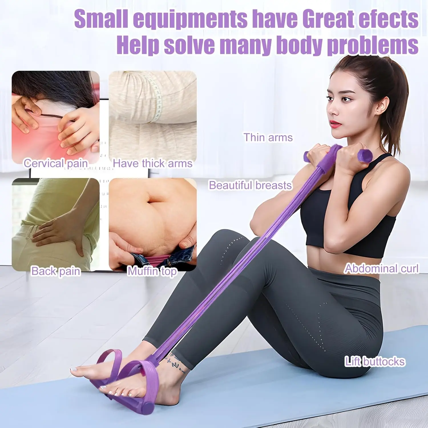 21 Fitness Resistance Bands-8 Tube Pedal Ankle Puller, Foot Pedal Resistance Band, Sit Up Exercise Equipment for Women Men Home