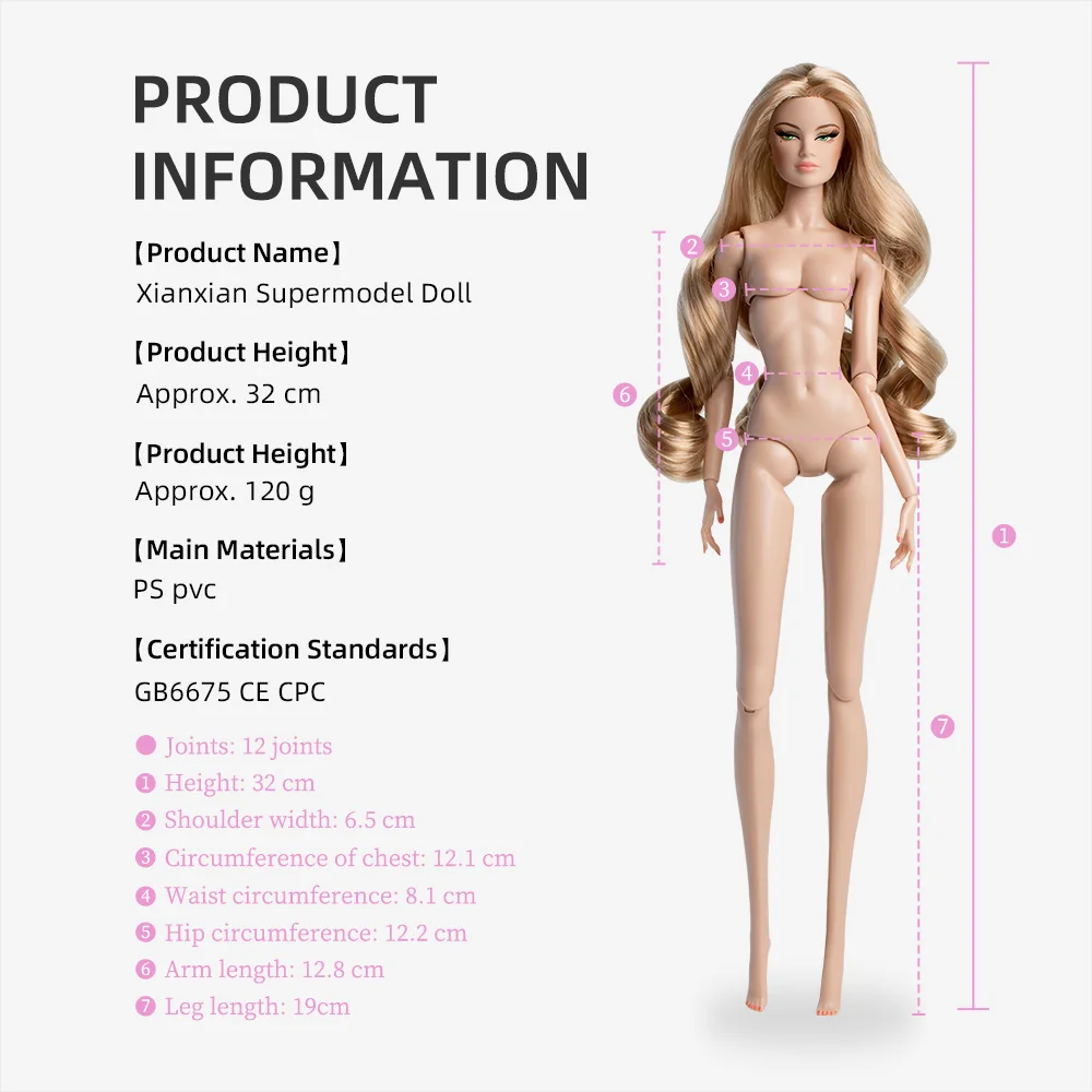 32cm lalka supermodelka z 12 ruchomymi stawami, zabawka do samodzielnego ubierania, ubranka na imprezę, urocze kreatywne prezenty dla kolekcjonerów — zdjęcie produktu 6